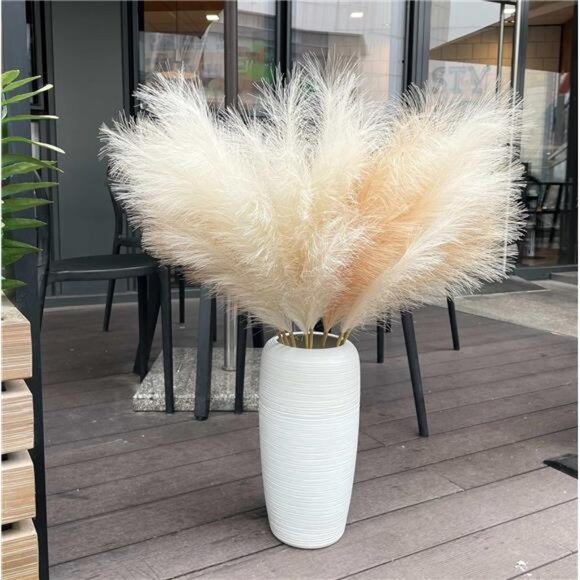 8 Pcs Faux Pampas Grass Decor 38''/97cm Tall Artificial Large Pompous Pompas - Picture 4 of 7